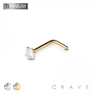 IMPLANT GRADE  SOLID TITANIUM L BEND PRONG NOSE RING